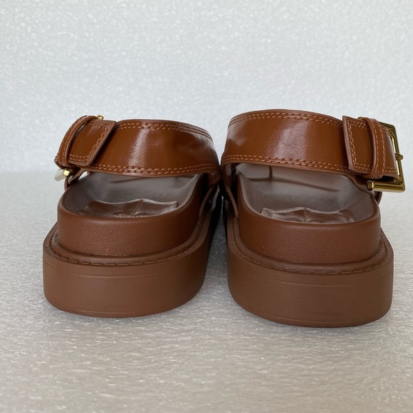 Zara Brown Women's Faux Leather Flat Strappy Sandals Size 36 US 6 - Picture 4 of 13